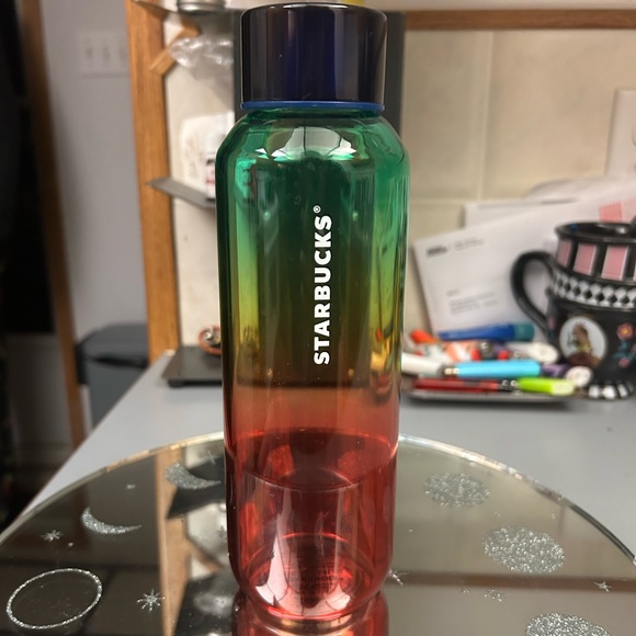 Rainbow Starbucks Glass Water Bottle - Picture 1 of 10